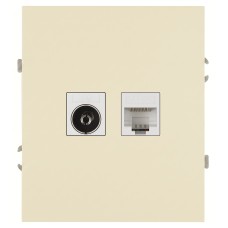 Розетка скрытого монтажа в рамку комбинированная RJ45+TV слоновая кость 16-3110-02 Arktik