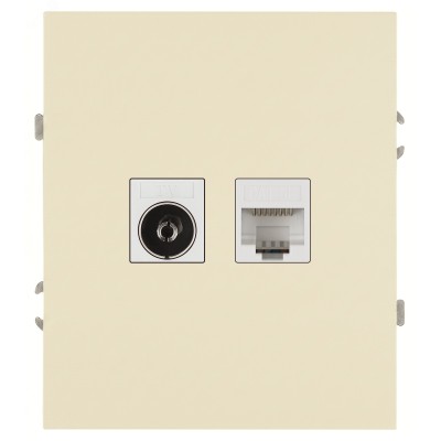 Розетка скрытого монтажа в рамку комбинированная RJ45+TV слоновая кость 16-3110-02 Arktik