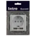 Розетка Intro Accent 6-410-01 P+E Schuko со шторками, 16А-250В + 2хUSB, IP20, СУ, белый