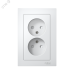 Розетка ATLASDESIGN двойная без заземления со шторками 16А в сборе белый