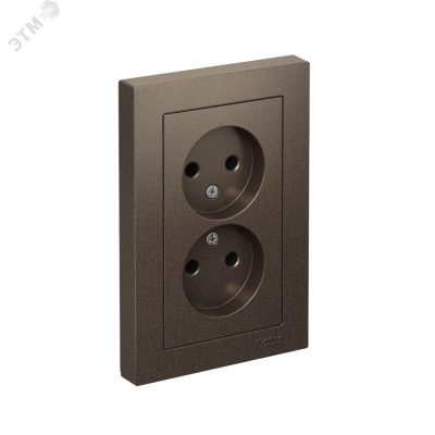 Розетка ATLASDESIGN двойная без заземления 16А в сборе мокко