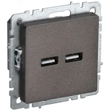 BRITE Розетка USB A+A 5В 3,1А РЮ10-1-БрТБ темная бронза