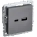 BRITE Розетка USB A+C 18Вт РЮ11-1-БрС сталь BRITE Розетка USB A+C 18Вт РЮ11-1-БрС сталь
