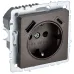 BRITE Розетка с заземлением с защитными шторками 16А с USB A+C 18Вт РЮш11-1-БрТБ бронза