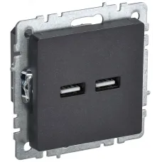 BRITE Розетка USB A+A 3.1А РЮ10-1-БрЧ черный
