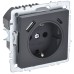 BRITE Розетка с заземлением с защитными шторками 16А с USB A+C 18Вт РЮш11-1-БрГ графит