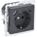 BRITE Розетка с заземлением с защитными шторками 16А с USB A+C 18Вт РЮш11-1-БрГ графит
