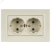 BRITE Розетка 2-местная с заземлением без защитных шторок плоская 16А в сборе РСПл12-3-БрКр бежевый IEK