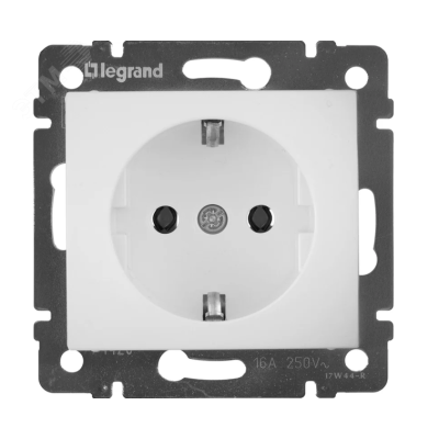 Розетка 1-местная с заземлением без защитных шторок 1 упаковка (10шт арт.774420) 16А белый VALENA