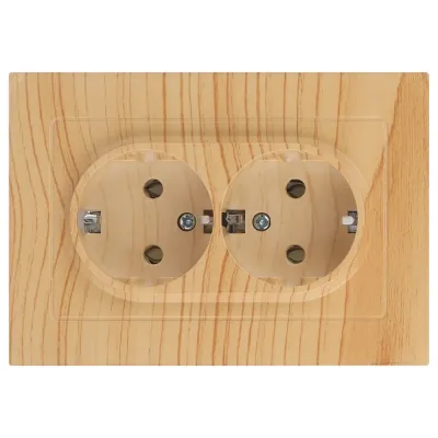 Розетка Intro Accent 6-205-11 2X2P+E Schuko, 16А-250В, IP20, СУ, AL/CU, сосна