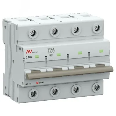 Выключатель автоматический AV-125 4P 100A (D) 10kA AVERES
