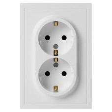 Розетка скрытого монтажа в рамку с заземлением двойная 2X2P+E Schuko 16А-250В IP20 белый матовый 15-2104-08 Galaxy