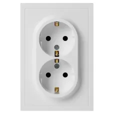 Розетка скрытого монтажа в рамку с заземлением двойная 2X2P+E Schuko 16А-250В IP20 белый матовый 15-2104-08 Galaxy