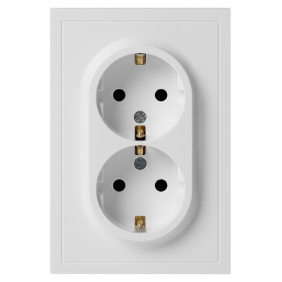 Розетка скрытого монтажа в рамку с заземлением двойная 2X2P+E Schuko 16А-250В IP20 белый матовый 15-2104-08 Galaxy