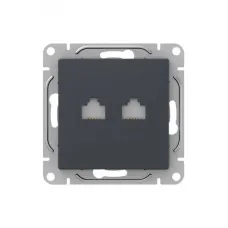Механизм розетки RJ45 - 2шт, (cat6), графит Эпика EKF