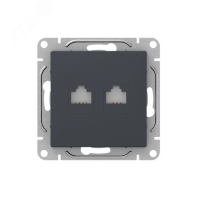 Механизм розетки RJ45 - 2шт  (cat5)  графит Эпика EKF