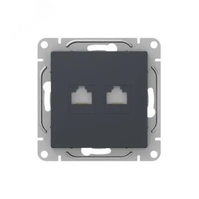 Механизм розетки RJ45 - 2шт, (cat6), графит Эпика EKF