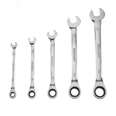 Набор ключей комбинированных трещоточных (8, 10, 13, 17, 19 мм), CrV