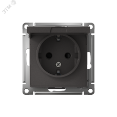 ATLASDESIGN РОЗЕТКА с заземл. со шторками с крышкой, 16А, IP20, механизм, БАЗАЛЬТ