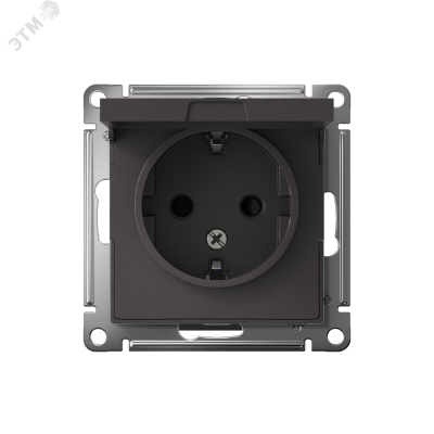 ATLASDESIGN РОЗЕТКА с заземл. со шторками с крышкой, 16А, IP20, механизм, БАЗАЛЬТ