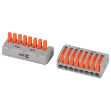 Клемма ЭРА NO-225-424 универсальная 222-418 с рычагами 8-проводная 0.08-2.5/4 мм2 (упаковка 2 шт.)