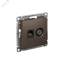 Розетка ATLASDESIGN двойная компьютерная+ТВ RJ45+TV категория 5E механизм мокко