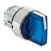 Исполнительный механизм переключателя S4 синий на 3 положения с фиксацией, с подсветкой с короткой ручкой IP65