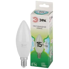 Лампа светодиодная ЭРА GREEN LINE LED B35-15W-840-E14 GL E14 15 Вт свеча яркий белый свет