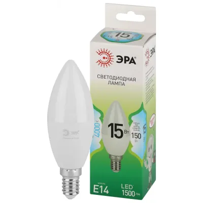 Лампа светодиодная ЭРА GREEN LINE LED B35-15W-840-E14 GL E14 15 Вт свеча яркий белый свет