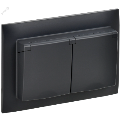 SKANDY Розетка 2-местная и крышкой 16А в сборе IP44 SK-R12Bl черный IEK