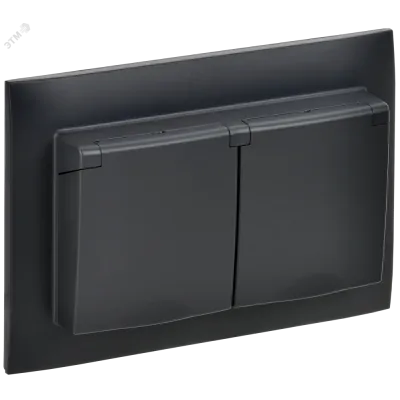 SKANDY Розетка 2-местная и крышкой 16А в сборе IP44 SK-R12Bl черный IEK