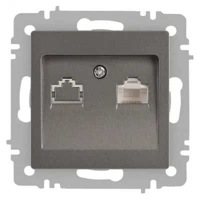 Розетка Intro Accent 6-303-09 информационная RJ45, IP20, СУ, титан