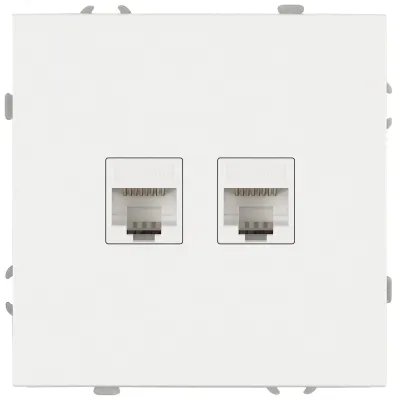 Розетка скрытого монтажа в рамку информационная двойная 2XRJ45 IP20 белый матовый 15-3108-08 Galaxy