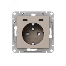 Механизм розетки с USB-C - 2шт  16А  с заземлением  со шторками  кремовый Эпика EKF