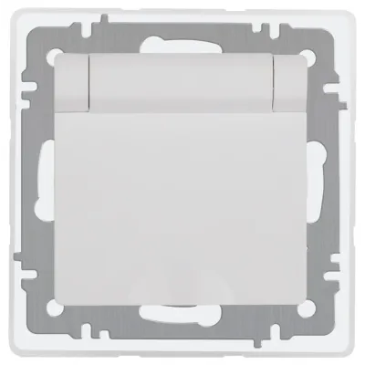 Розетка Intro Accent 6-209-01 , 2P+E Schuko с крышкой штор., 16А-250В, IP44, СУ, AL/CU, белый