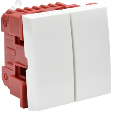 ВК4-22-00-П Выключатель проходной (переключатель) двухклавишный (на 2 модуля) ПРАЙМЕР белый IEK