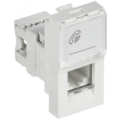 РКФ-10-00-П Розетка телефонная RJ-11 кат.3 (на 1 модуль) ПРАЙМЕР белая IEK