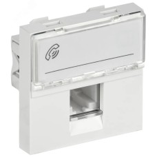 РКФ-20-00-П Розетка телефонная RJ-11 кат.3 (на 2 модуля) ПРАЙМЕР белая IEK