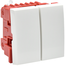 ВК1-22-00-П Выключатель двухклавишный (на 2 модуля) ПРАЙМЕР белый IEK