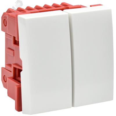 ВК1-22-00-П Выключатель двухклавишный (на 2 модуля) ПРАЙМЕР белый IEK