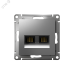 Розетка ATLASDESIGN двойная компьютерная RJ45+RJ45 категория 5E механизм сталь