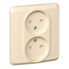 ЭТЮД С/У двойная РОЗЕТКА без заземления со штороками 16А 250B. КРЕМОВЫЙ.Россия