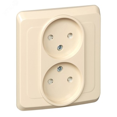 ЭТЮД С/У двойная РОЗЕТКА без заземления со штороками 16А 250B. КРЕМОВЫЙ.Россия