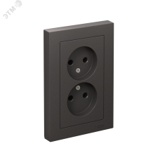 ATLASDESIGN РОЗЕТКА двойная без заземления,16А, в сборе, БАЗАЛЬТ