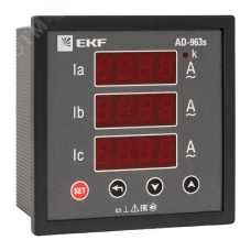 Амперметр цифровой на панель 96x96 квадратный вырез трехфазный в коротком корпусе PROxima