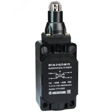 Выключатель путевой ВП 36-2102 П-66 У2, толкатель с роликом, 1з+1р, безынерционный, 30х60 мм, без сальника, 3А, IP66