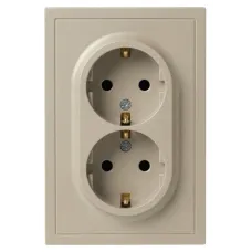 Розетка скрытого монтажа в рамку с заземлением двойная 2X2P+E Schuko 16А-250В IP20 шампань 15-2104-04 Galaxy
