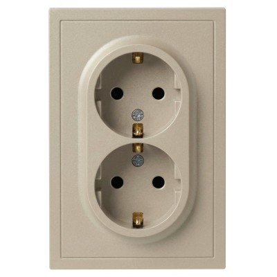 Розетка скрытого монтажа в рамку с заземлением двойная 2X2P+E Schuko 16А-250В IP20 шампань 15-2104-04 Galaxy
