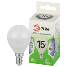 Лампа светодиодная ЭРА GREEN LINE LED P45-15W-865-E14 GL E14 15 Вт шар холодный свет
