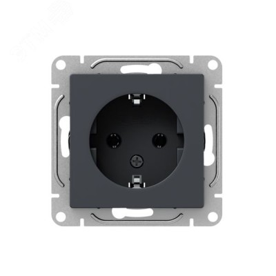 Механизм розетки  16А  с заземлением  без шторок  графит Эпика EKF